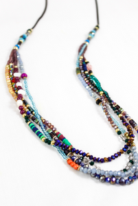 Delicate and Fun Stone and Crystal Layered Stone Necklace -The Classics Collection- N2-642