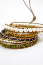 Load image into Gallery viewer, Frances - Freshwater Pearl and Stone Mix Leather Wrap Bracelet
