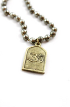 Load image into Gallery viewer, Long Faceted Pyrite Necklace with Brass Shiva Pendant -The Buddha Collection- NL-PY-G

