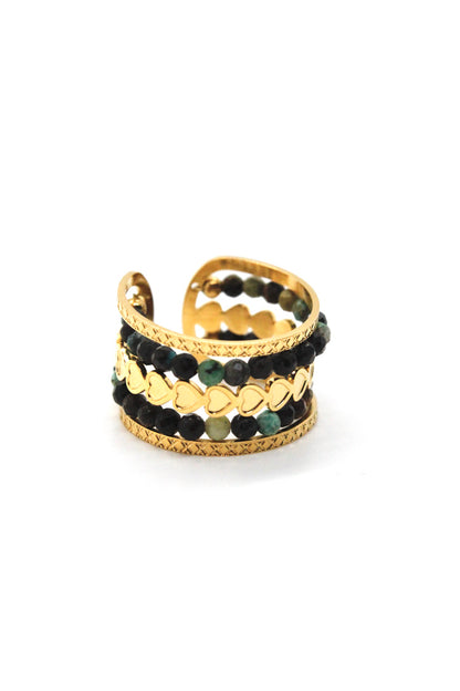 African Turquoise and Tiny Heart Ring - French Flair Collection - R1-023