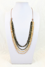 Load image into Gallery viewer, Crystal Mix Hand Knotted Long Necklace on Genuine Leather -Layers Collection- NLL-Cash
