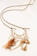 Load image into Gallery viewer, Leather Crystal Beaded Long Necklace -The Classics Collection- N2-906
