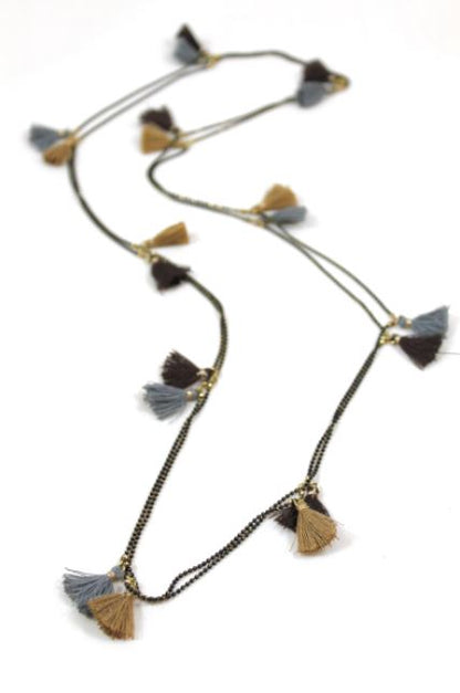 Wrap Necklace with Mini Tassels -The Classics Collection- N2-769