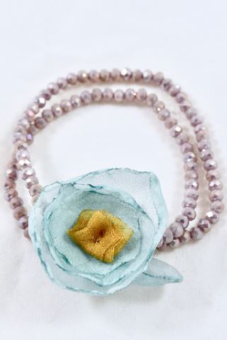 Off White Double Crystal Flower Bracelet -The Classics Collection-  B1-1026