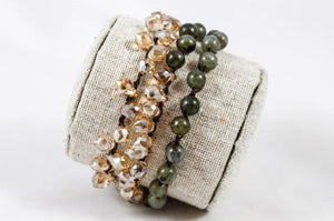 Hand Knotted Convertible Crochet Bracelet, Necklace, or Headband, Crystals and Labradorite - WR-053