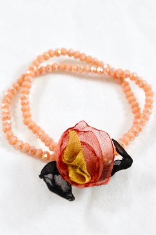 Pink Double Crystal Flower Bracelet -The Classics Collection- B1-1016
