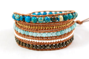 Coast - Turquoise Genuine Leather Mix Wrap Bracelet