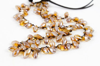 Hand Knotted Convertible Crochet Bracelet, Necklace, or Headband, Large Crystals - WR-072