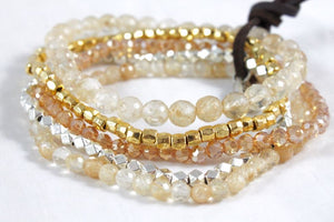 Semi Precious Stone and Crystal Mix Luxury Stack Bracelet - BL-Hope