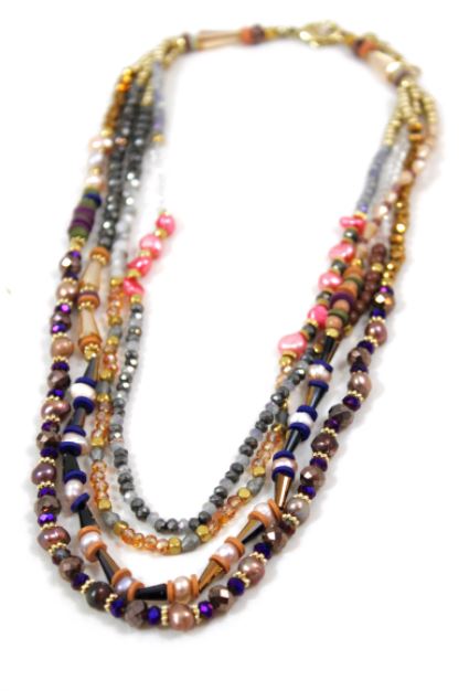 Short Stone and Crystal Layered Necklace -The Classics Collection- N2-750