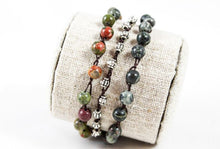Load image into Gallery viewer, Hand Knotted Convertible Crochet Bracelet, Necklace, or Headband, Semi Precious Stone Mix - WR-061
