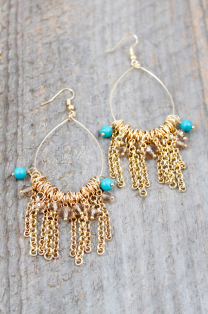 Dangle Beaded Earrings - E006-CH