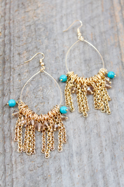Dangle Beaded Earrings - E006-CH
