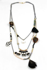 Layered Feather Necklace -The Classics Collection- N2-665