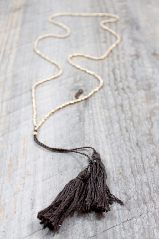 Gold Nuggets Tassel Necklace -Luxury Collection- NL-059