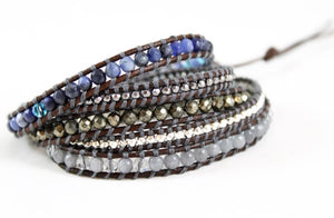 Coarse - Pyrite Genuine Leather Mix Wrap Bracelet