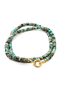 African Turquoise Simple Disc Bead Necklace -French Flair Collection- N2-2268