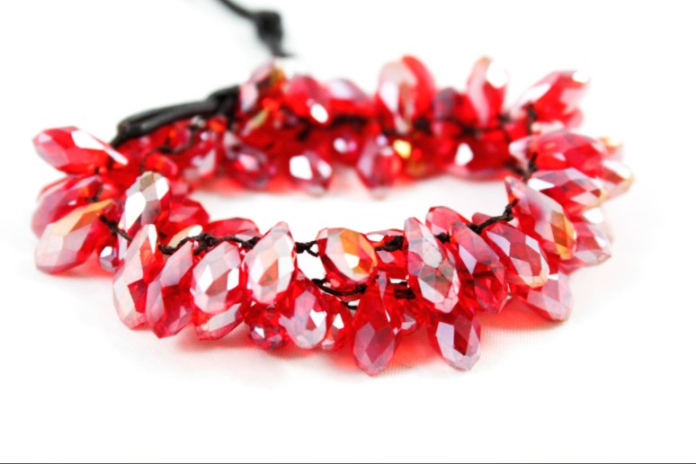 Hand Knotted Convertible Crochet Bracelet, Necklace, or Headband, Large Crystals - WR-092