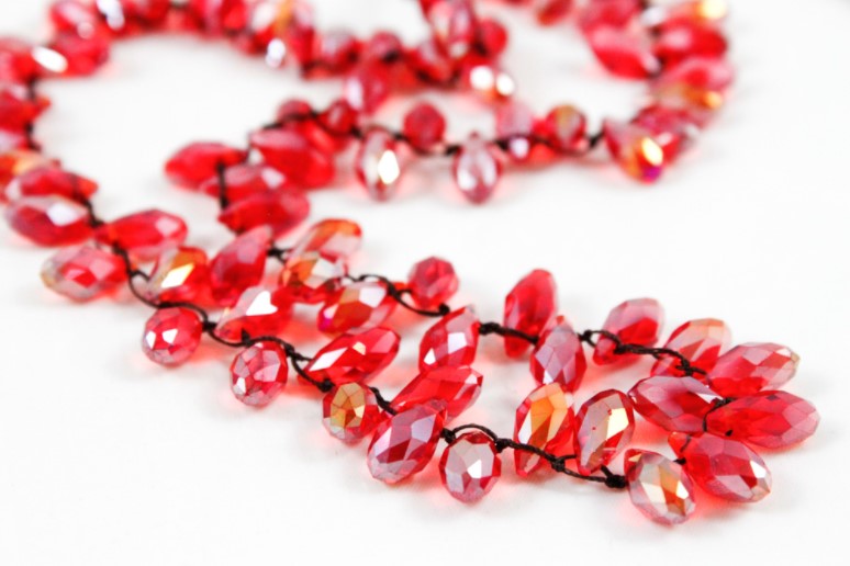 Hand Knotted Convertible Crochet Bracelet, Necklace, or Headband, Large Crystals - WR-092
