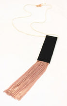 Load image into Gallery viewer, Pink and Gold Fringe Necklace with Black Leather -The Classics Collection- N2-930
