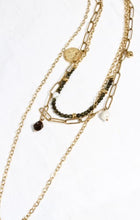 Load image into Gallery viewer, Three Row 24K Gold Plate and Stone Necklace -French Flair Collection- N2-986
