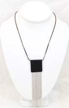 Load image into Gallery viewer, Silver Fringe Necklace with Black Leather -The Classics Collection- N2-929
