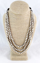 Load image into Gallery viewer, White Freshwater Pearl Hand Knotted Long Necklace on Genuine Leather -Layers Collection- N5-028
