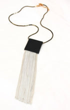Load image into Gallery viewer, Silver Fringe Necklace with Black Leather -The Classics Collection- N2-929
