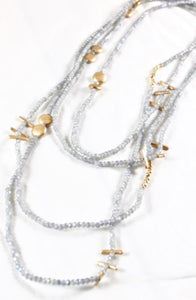 Long Crystal Necklace with Gold Bits -French Flair Collection- N2-959