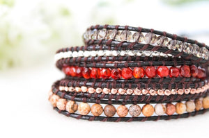 Canyon - Natural Earthy Leather Wrap Bracelet