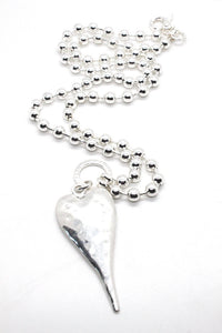 Extra Large Silver Heart Necklace to Wear Short or Long -The Classics Collection-N2-2178