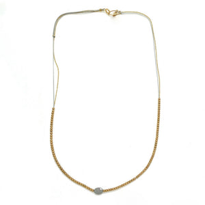 Single Labradorite Stone Short Necklace -French Flair Collection- N2-2133