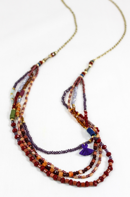 Delicate and Fun Stone and Crystal Layered Stone Necklace -The Classics Collection- N2-647