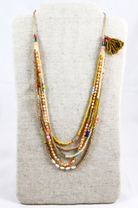 Delicate and Fun Stone and Crystal Layered Long Necklace -The Classics Collection- N2-558