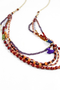 Delicate and Fun Stone and Crystal Layered Stone Necklace -The Classics Collection- N2-647