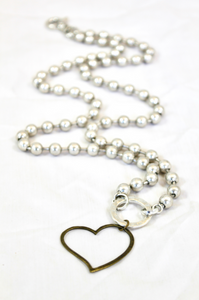 Convertible Short or Long Ball Chain Necklace with Open Heart Charm -The Classics Collection- N2-475