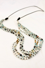 Load image into Gallery viewer, Mini Amazonite Hand Knotted Long Necklace on Genuine Leather -Layers Collection- NLL-029

