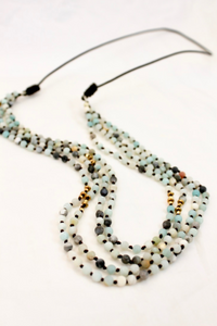 Mini Amazonite Hand Knotted Long Necklace on Genuine Leather -Layers Collection- NLL-029