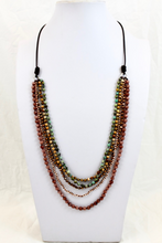 Load image into Gallery viewer, Quartz, Jasper, African Turquoise Mix Hand Knotted Long Necklace on Genuine Leather -Layers Collection- NLL-Dirt
