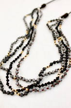 Load image into Gallery viewer, Matte Crystals Hand Knotted Long Necklace on Genuine Leather -Layers Collection- NLL-057
