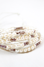 Load image into Gallery viewer, Korra - Freshwater Pearls and Hearts Leather Wrap Bracelet
