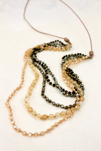 Load image into Gallery viewer, Crystal Mix Hand Knotted Long Necklace on Genuine Leather -Layers Collection- NLL-Cash
