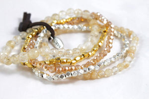 Semi Precious Stone and Crystal Mix Luxury Stack Bracelet - BL-Hope