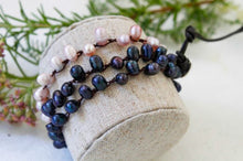 Load image into Gallery viewer, Hand Knotted Convertible Crochet Bracelet, Necklace, or Headband, Freshwater Pearl Mix - WR-022
