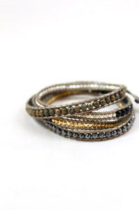 Bullet - Metal and Edgy Leather Wrap Bracelet