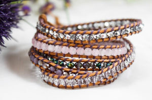 Aurora - Crystal Mauve Wrap Bracelet