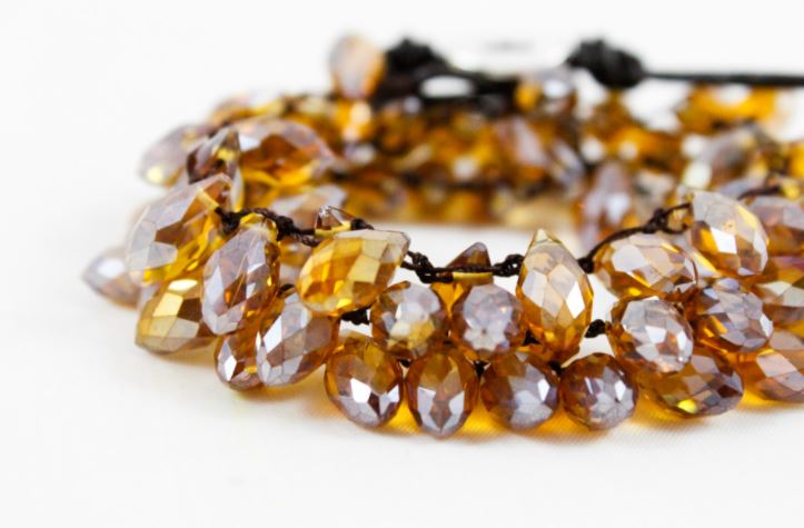 Hand Knotted Convertible Crochet Bracelet, Necklace, or Headband, Large Crystals - WR-072