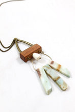 Load image into Gallery viewer, Modern Hip Geometric Amazonite and Wood Necklace -The Classics Collection- N2-789
