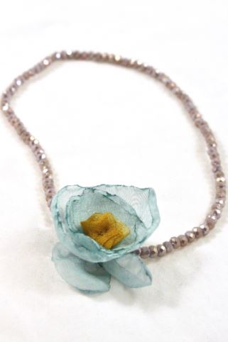 Off White Double Crystal Flower Bracelet -The Classics Collection-  B1-1026