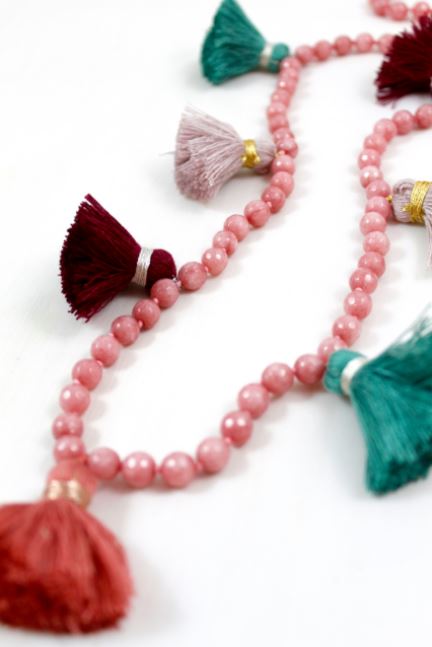 Large Tassel Hand Knotted Stone Necklace -The Classics Collection- N2-829